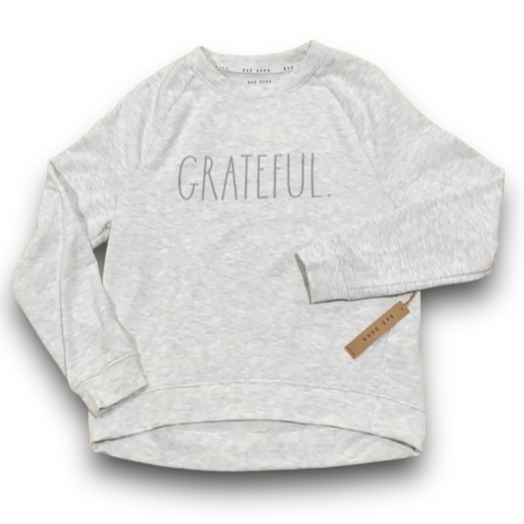 Rae Dunn Crewneck Sweatshirt Grateful Spellout Pullover Tshirt New w Tags Sz L - Picture 1 of 3